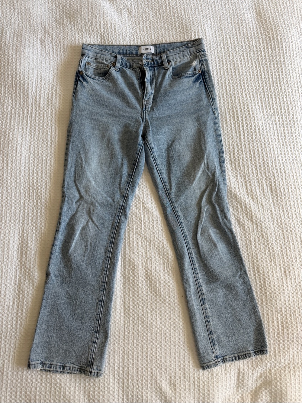 pistola Light Blue Straight Leg Denim Jeans